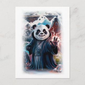 Funny Panda Movie Character on a White Holiday Postcard