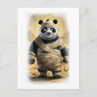 Funny Panda Parody Action Movie Character on a Holiday Postcard