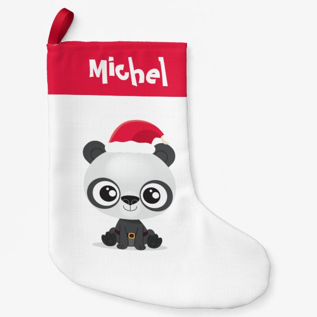 Funny Panda personalised holiday Small Christmas Stocking (Front)
