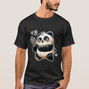 Funny Panda Playing Badminton Cute Sporty Exercise T-Shirt