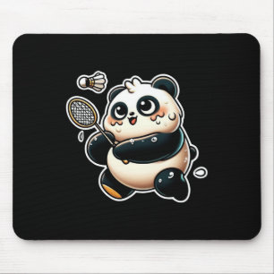 Funny Panda Playing Dminton Cute Sporty Exercise Mouse Mat
