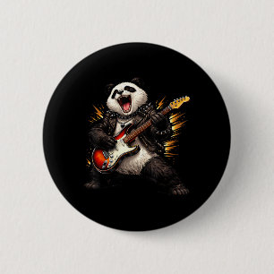 Funny Panda Playing Guitar Rock and Roll for Men 6 Cm Round Badge