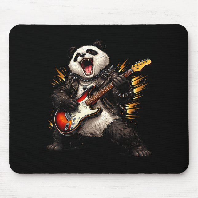 Funny Panda Playing Guitar Rock and Roll for Men Mouse Mat (Front)