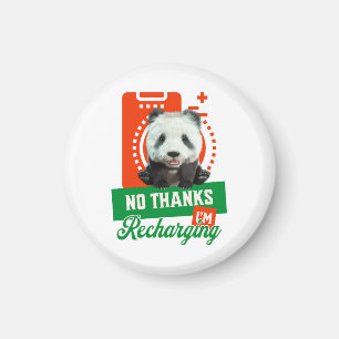 Funny Panda Recharging Introvert Battery Design Magnet
