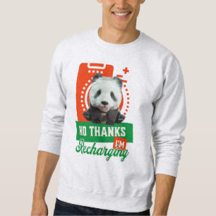 Funny Panda Recharging Introvert Battery Design Sweatshirt