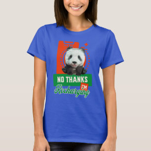 Funny Panda Recharging Introvert Battery Design T-Shirt