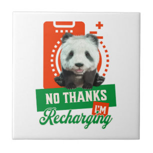 Funny Panda Recharging Introvert Battery Design Tile