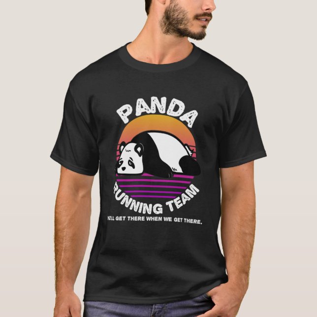 Funny Panda Running Team Shirt Kids Men Women Gift (Front)