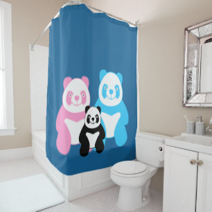 Funny panda’s family shower curtain