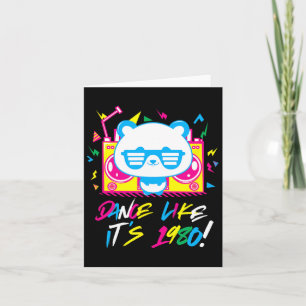 Funny Panda Shirt For Boys 80s Panda Boombox Danci Card