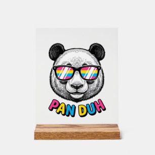 Funny Panda Sunglasses Vintage Engraving Shirt Des Acrylic Sign