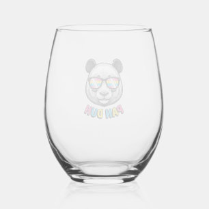 Funny Panda Sunglasses Vintage Engraving Shirt Des Stemless Wine Glass