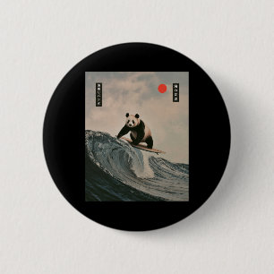 Funny Panda Surfing Saying Japanese Wave Meme Humo 6 Cm Round Badge