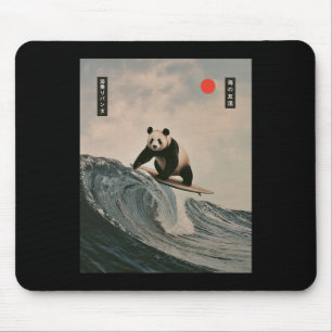 Funny Panda Surfing Saying Japanese Wave Meme Humo Mouse Mat