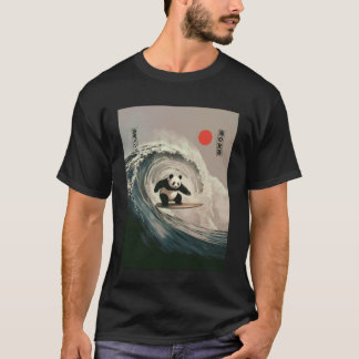 Funny Panda Surfing Saying Japanese Wave Meme Humo T-Shirt