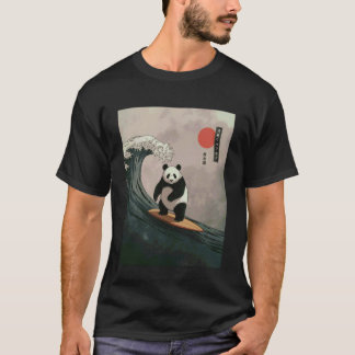 Funny Panda Surfing Saying Japanese Wave Meme Humo T-Shirt