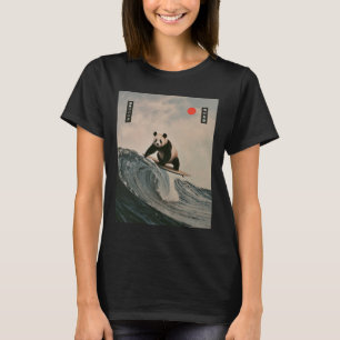Funny Panda Surfing Saying Japanese Wave Meme Humo T-Shirt
