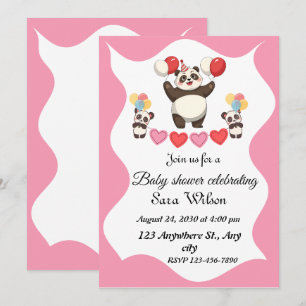 Funny panda-themed baby shower invitation design