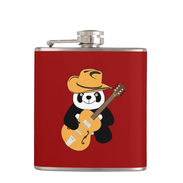 Funny panda with guitar hip flask (Front)