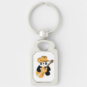 Funny panda with guitar key ring