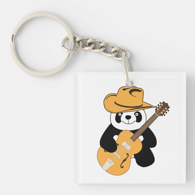Funny panda with guitar key ring (Front)