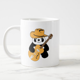 Funny panda with guitar large coffee mug