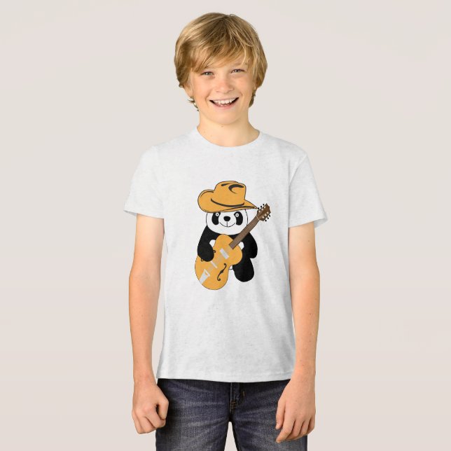 Funny panda with guitar Tri-Blend shirt (Front Full)