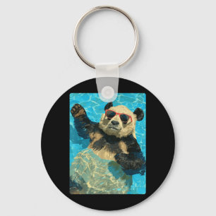 Funny Panda with Sunglasses Cool Summer Animal Key Ring