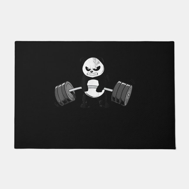 Funny Panda Workout  Kitten Gym Deadlift Power Doormat (Front)
