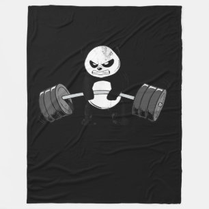 Funny Panda Workout Kitten Gym Deadlift Power Fleece Blanket