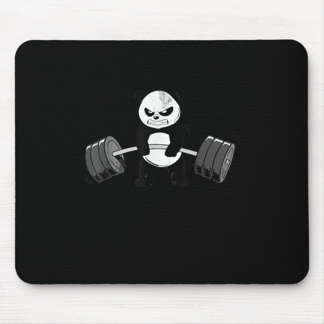Funny Panda Workout  Kitten Gym Deadlift Power Mouse Mat (Front)
