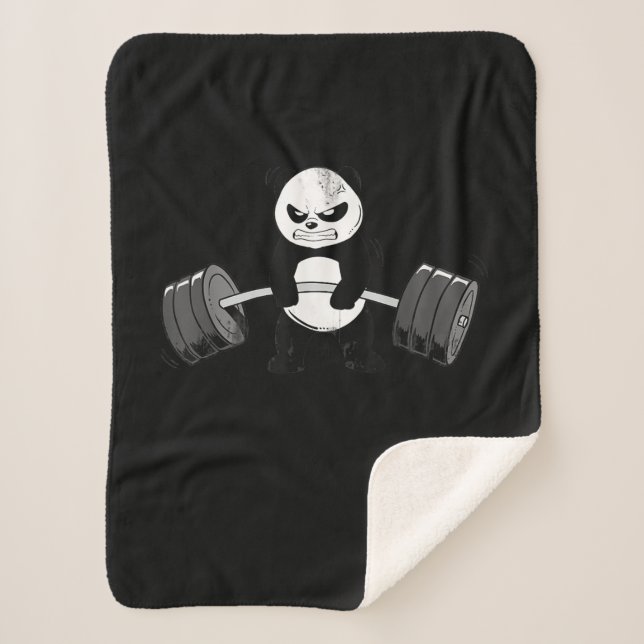Funny Panda Workout  Kitten Gym Deadlift Power Sherpa Blanket (Front)