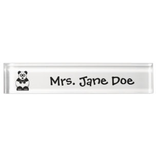 Funny Pandamonium Panda Cartoon, Cute Stress Pun Nameplate
