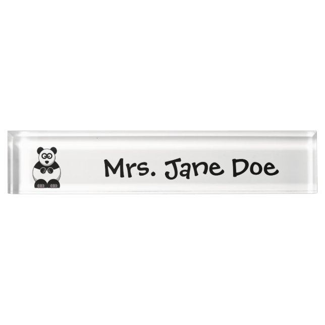 Funny Pandamonium Panda Cartoon, Cute Stress Pun Nameplate (Front)