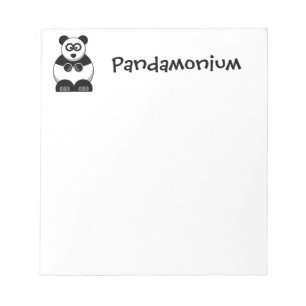 Funny Pandamonium Panda Cartoon, Cute Stress Pun Notepad