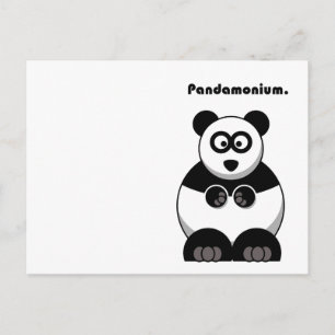 Funny Pandamonium Panda Cartoon, Cute Stress Pun Postcard