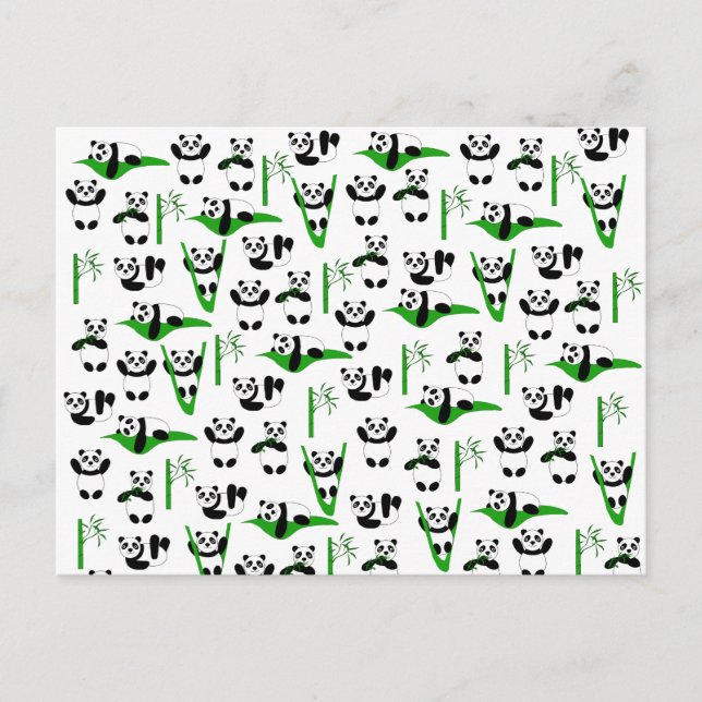 Funny pandas pattern postcard (Front)