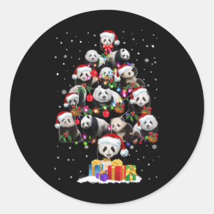 Funny Pandas Santa Hat Christmas Tree Ornament T S Classic Round Sticker