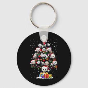 Funny Pandas Santa Hat Christmas Tree Ornament T S Key Ring