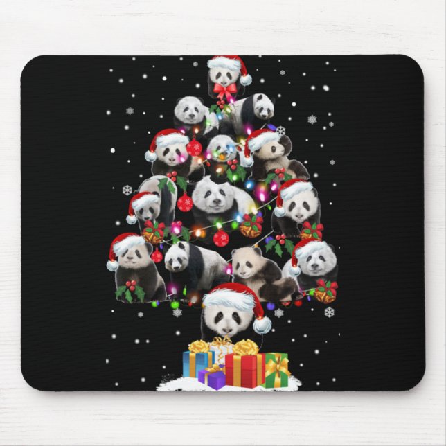 Funny Pandas Santa Hat Christmas Tree Ornament T S Mouse Mat (Front)