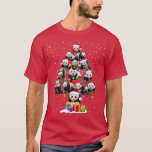 Funny Pandas Santa Hat Christmas Tree Ornament Xma T-Shirt