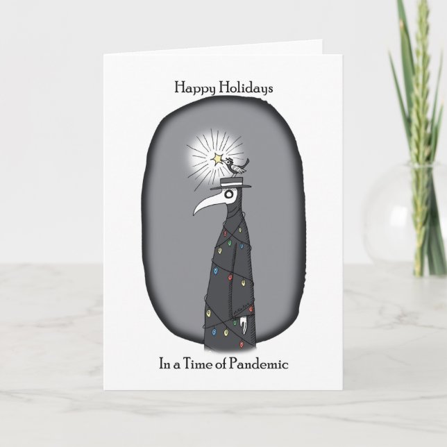 Funny Pandemic Christmas Plague Doctor Holiday Card (Front)