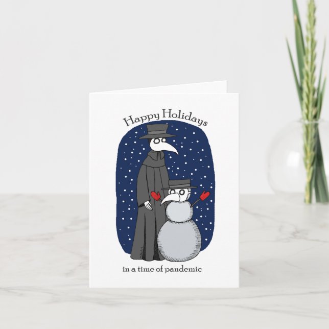 Funny Pandemic Christmas Plague Doctor Holiday Card (Front)