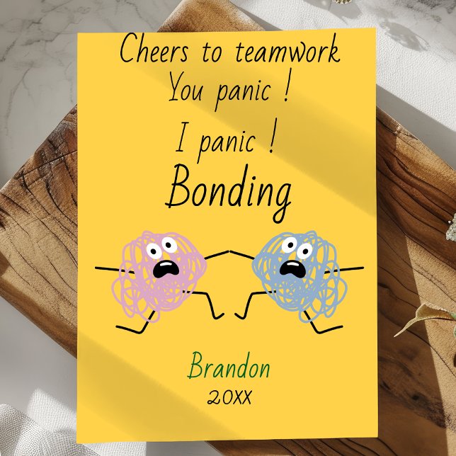 Funny panic bonding coworker custom holiday card (Creator Uploaded)