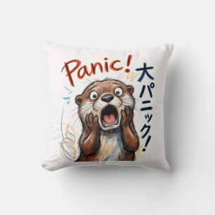 Funny Panicking Otter Meme Cushion