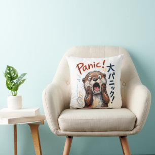 Funny Panicking Otter Meme Cushion