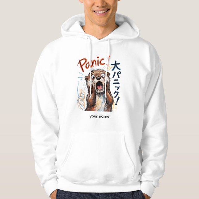 Funny Panicking Otter Meme  Hoodie (Front)