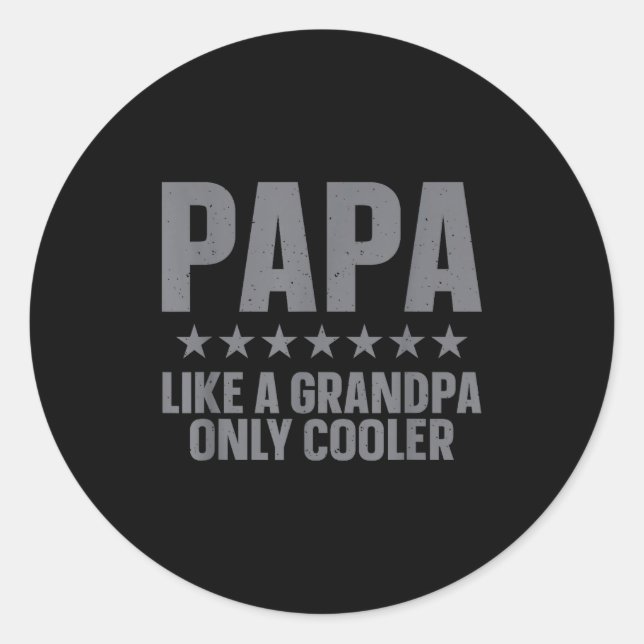 Funny Papa Art For Grandpa From Grandkids Father's Classic Round Sticker (Front)