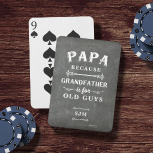 Funny Papa Grandfather Monogram Playing Cards