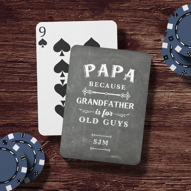 Funny Papa Grandfather Monogram Playing Cards (Creator Uploaded)